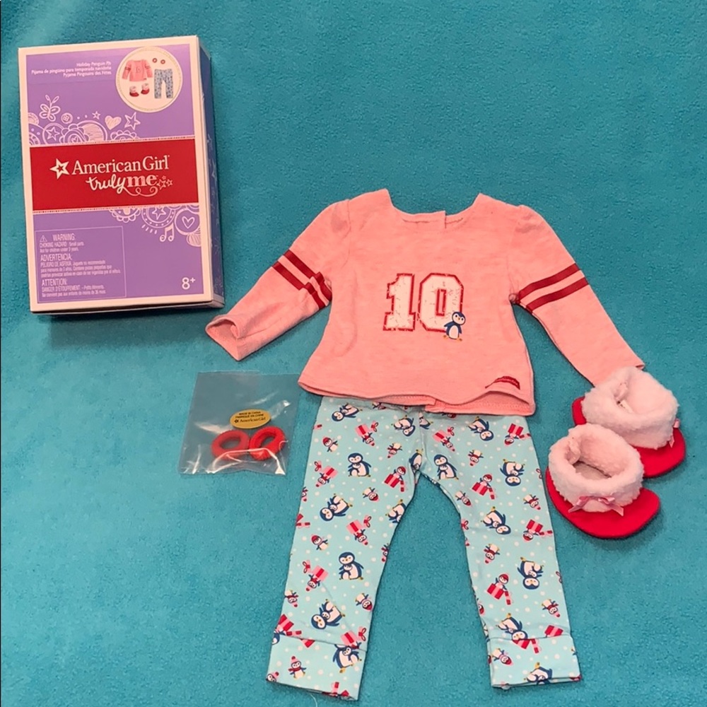 NWT-American Girl-doll, holiday penguin PJ set